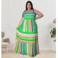 Plus Size Women's Stripe Shoulder Strap Dress DM218156