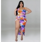Plus Size Swimsuit Sexy Navel Long Dress Two Piece Set DM218161