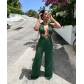 Fashion sexy irregular straps wrap chest loose wide leg jumpsuit NY8118