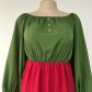 Plus size women's solid color stitching contrast color dress XYL02278