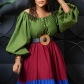 Plus size women's solid color stitching contrast color dress XYL02278