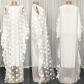 Fashion Casual Plus Size Round Neck Flower Doll Sleeve Robe Dress XYL8432