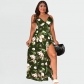 Chiffon Flower Leaf Print Sexy Plus Size Women's Dress OSS22373-2