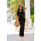 Beach Long Dress Knitted Halter Strap Perspective Sexy Dress Q22S8132