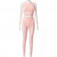 Hollow-out vest tight-fitting peach butt-lifting mesh trousers suit K21ST702