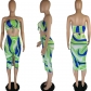 Personalized Print Tube Top Tie Two-Piece Skirt Set QM7077