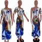 Plus Size Fashion Women's Positioning Slanted Shoulder Single Sleeve Loose Dress Y81332