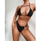 Sexy Black Halter Strap Chest Cutout Bikini Swimsuit Swimsuit CX005