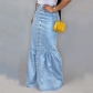 Stretch Denim Skirt Long Skirt Fishtail Skirt DJ1072