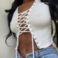 Solid Color Casual Hollow Out Navel Banding Short Sleeve T-Shirt Top M22TP279