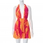 Casual Printed Open-Back Crinkled Halter Short Dress X22DS248 