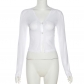 Women's Fashion V-Neck Single Row Two Buttons Slim Long Sleeve Cardigan T-Shirt Women K22L18136