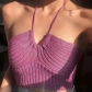 Fashion lace-up neckline slim sexy navel hot girl vest female W22B17944