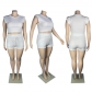 Solid Color Shoulder Pads Plus Size Women's Two Piece Suit TC116