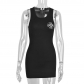 Sleeveless Dress Off-the-shoulder Hollow Glue Pack Hip Skirt 8751DD