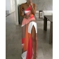 Women's High Waist Sexy Printed Slit One Shoulder Dresses Dresses OYM5858