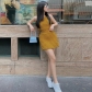 Fashion Solid Color Round Neck Sleeveless Vest Slim Fit Short Skirt Set S258696K