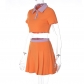 Lapel Short Sleeve T-Shirt Slim Fit Fashion Casual Short Skirt Suit S269009W