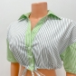 Fashion Sexy Striped Short Short Sleeve Ladies Shirt OS6707