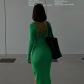 Women's Dress Sexy Tight Backless Slit Long Sleeve Hip Dress CC22153