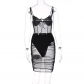 Solid color mesh stitching sexy hot girl suspender dress D258816G