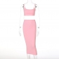 Solid Color Sling Wrap Midi Dress Two-Piece Set S155158W