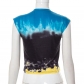 Printed Fringe Slit Sleeveless Tie T-Shirt Top G22TP145