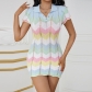 Fashion polo neck wavy short sleeve slim hip knitted dress W22D15713