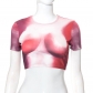 Sexy Color Contrast Printed Cropped Top T-Shirt Women X22TP308