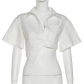 Women's Fashion Solid Color Navel Lapel Low Cut Short Sleeve Irregular Top K22L18254