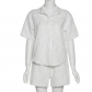 Fashion Short Sleeve Lapel Single Breasted Cardigan T-Shirt Casual Shorts Set K22S18801