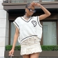 Fashion Versatile Knitted Vest Sleeveless Pullover Loose Top W22L18242
