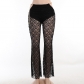 Metal chain lace see through flared pants sexy temperament trousers CC22106