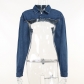 Short denim jacket trendy women's long sleeve crop top YJ22221