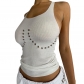 Solid Color Casual Eyelet Sleeveless Slim Tank Top T-Shirt M22TP300