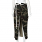 Camouflage Long Skirt With Casual Button Lace Up Pockets Y22SK300