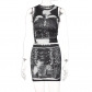Fashion Personality Print Sleeveless Vest Versatile Short Skirt Suit S237900X