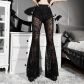 Ladies trousers lace perspective sexy high waist slim flared pants JY22162