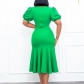 Plus Size Women Fashion Green French Skirt Professional Dress CC676457409261