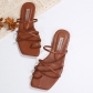 Ladies Sandals Square Toe Thin Strap Flat Slippers JH218