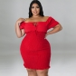 plus size women's one word neck package hip dress MY978