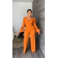 Autumn and winter V-neck flared sleeve trousers two-piece suit L340