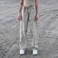 Street hipster low waist drawstring pig nose button woven casual pants LQWEP24269