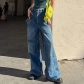 Hot Girl Fashion Street Low Waist Zipper Pocket Loose Denim Casual Pants Women LQWFP25535