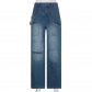 Hot Girl Fashion Street Low Waist Zipper Pocket Loose Denim Casual Pants Women LQWFP25535