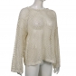 Hot Girl Style Street Hipster Hollow Mesh Wool Knit Crew Neck Loose Blouse LQWKT22073
