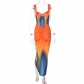 Tie-Dye Printed Hip Slit Sling Slim Fit Dress D279286W