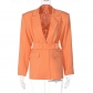Women's new solid color lapel temperament commuter belt slim suit jacket T279543W