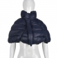 Irregular stand collar fleece zipper street hipster warm cotton coat 6640TL