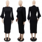 Elegant Slim Dress Women Fashion Round Neck Long Sleeve Slim Fit Party Dress QY5108